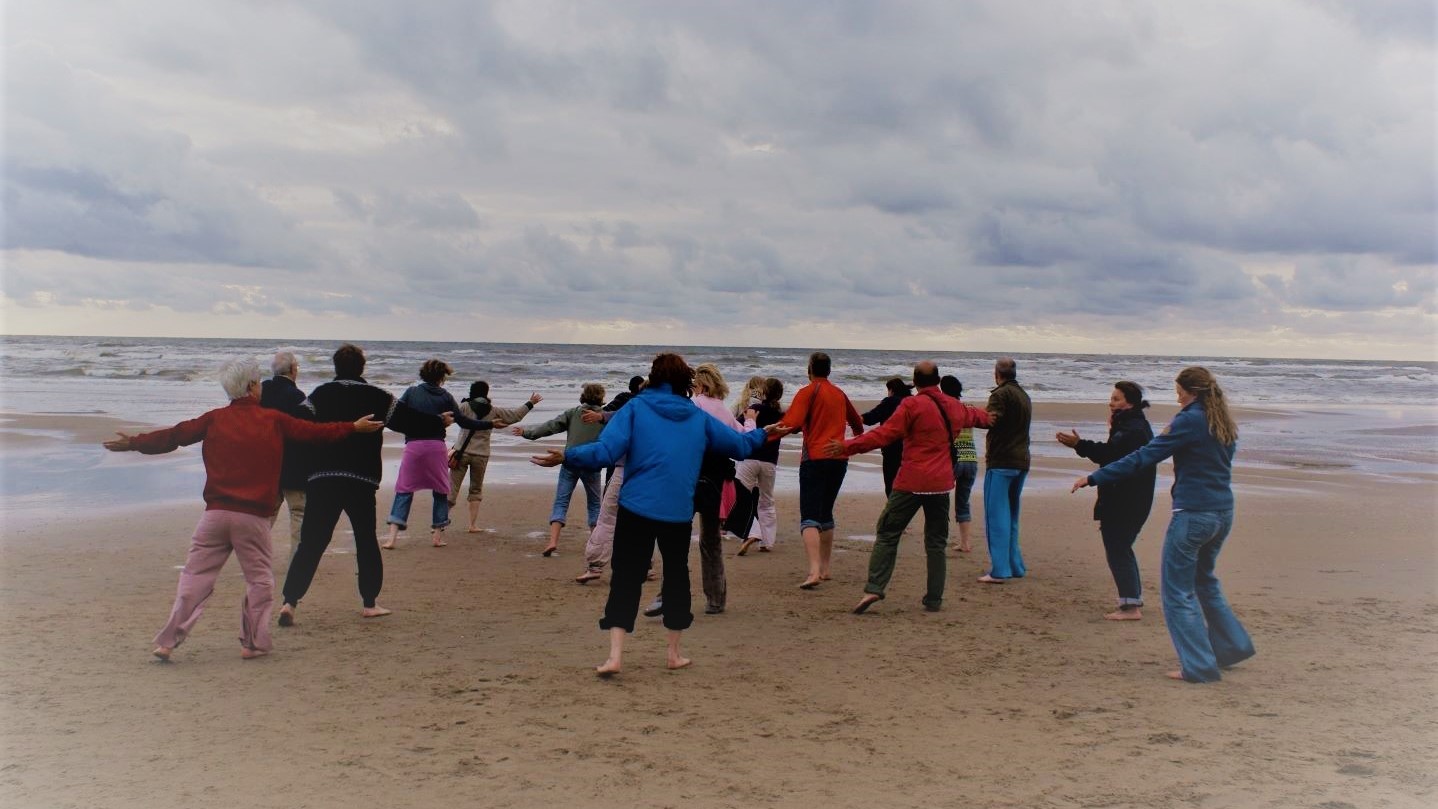 Group Flying Dance Meditation on the beach